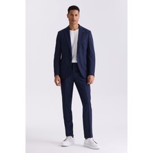 Jakamen Lacivert Slim Fit Mono Yaka Tek Düğme Spor Takım Elbise