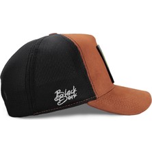BlackBörk V1 Trucker Kurt - 3sc Kod Logolu Unisex Camel-Siyah Şapka (Cap)