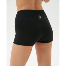 Ayma Active Kadın Siyah Mini Boxer Şort - EcoVero Viskoz, Yüksek Bel, Çift Kat Kumaş, Önü Dikişsiz, Rahat Viskoz Şort