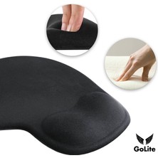 GoLite Bilek Destekli Mousepad Ergonomik Kaymaz Taban Siyah Mousepad - Oval