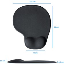 GoLite Bilek Destekli Mousepad Ergonomik Kaymaz Taban Siyah Mousepad - Oval