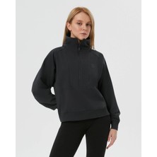 Ayma Active Antrasit Dik Yaka Yarım Fermuarlı Oversize Sweatshirt