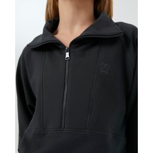 Ayma Active Antrasit Dik Yaka Yarım Fermuarlı Oversize Sweatshirt