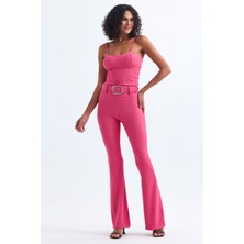 Sense Kemer Detaylı Ottoman Pantolon | PNT34753 Pembe