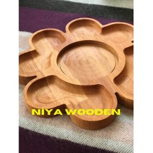 Niya Wood Ahşap Çerezlik Çok Amaçlı 5 Bölmeli 24 cm Çapında Çerezlik