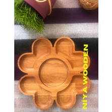 Niya Wood Ahşap Çerezlik Çok Amaçlı 5 Bölmeli 24 cm Çapında Çerezlik