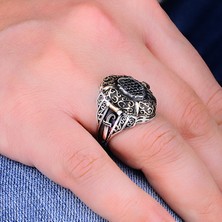 Silverbox 925K Erkek Gizli Kutu Yüzük, Vintage Osmanlı Padişah Tasarımı, Lüks Günlük Giyim Sade ve Şık Yüzük