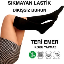 KBS Tek Çift Teni Göstermeyen Yumuşak Dikişsiz Dizaltı Uzun Bambu Kadın Premium Siyah Çorap 36 - 42 Beden