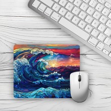 Moddy Store Hırçın Dalgalar Tasarımlı Baskılı Kaydırmaz Taban 18X22 cm Mouse Pad