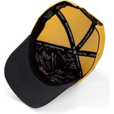 BlackBörk V1 Trucker A Harf - 4 Kod Logolu Unisex Koyu Antrasit-Sarı Şapka (Cap)