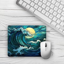 Moddy Store Ay'la Bütünleşmiş Dalgalar Tasarımlı Baskılı Kaydırmaz Taban 18X22 cm Mouse Pad