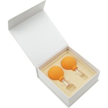 Naturachi Silikon Vakumlu Cam Yüz Masaj Kupası 2'li Set Turuncu Renk