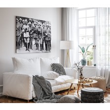 18 Mart Çanakkale Deniz Zaferi Atatürk ve Arkadaşları Siyah Beyaz Kanvas Tablo - Salon Oda Ofis Duvar Dekor Tablo