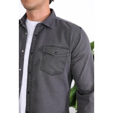 Enzim Jeans Erkek Yıkamalı Kot Gömlek