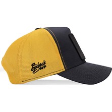 BlackBörk V1 Trucker Limited Edition - 1 Kod Logolu Unisex Koyu Antrasit-Sarı Şapka (Cap)