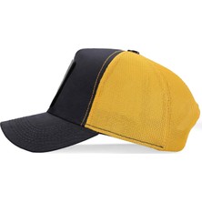 BlackBörk V1 Trucker Limited Edition - 1 Kod Logolu Unisex Koyu Antrasit-Sarı Şapka (Cap)