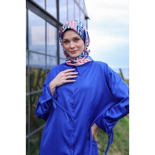 İpekhan Lunaliner Desen Soft Eşarp Turuncu Lacivert 1166-01