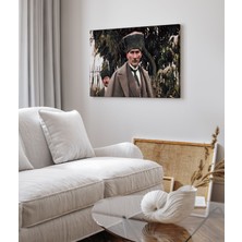 Gazi Mustafa Kemal Atatürk Karizmatik Renkli Kanvas Tablo - Salon Oda Ofis Duvar Dekorasyonu Için Sanatsal Tablo