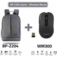 Classone BP-Z204  15,6 Inch Notebook Sırt Çantası / Gri + WM300 Wireless Mouse