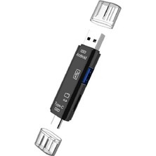 Ancheyn Otg 3 In 1 Type-C ve Micro USB Tf Çevirici Dönüştürücü Kart Okuyucu 5068