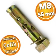 Badem10 Saplamalı Gömlek Çelik Dübel M8X55 mm Raf Montaj Bağlantı Zemin Monte Tavan Beton Asma Aparat