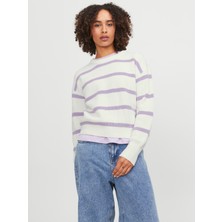 Jack & Jones Kadin Çizgili Bisiklet Yaka Örme Kazak - Mila