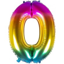 Kidspartim 0 Rakam Gökkuşağı Folyo Balon 80 cm