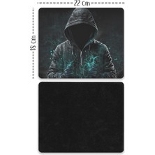 Moddy Store Gizemli Hacker Tasarımlı Baskılı Kaydırmaz Taban 18X22 cm Mouse Pad