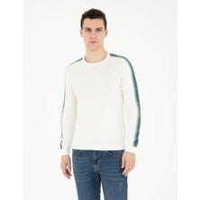 Pierre Cardin Erkek Ekru Slim Fit Bisiklet Yaka Triko Kazak 50281821-VR019