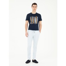 Pierre Cardin Erkek Mavi Slim Fit Beli Lastikli İpli Kanvas Pantolon 50285534-VR036
