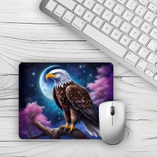 Moddy Store Ay ve Kartal Tasarımlı Baskılı Kaydırmaz Taban 18X22 cm Mouse Pad