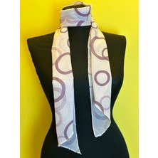 Gönülden Tasarım Halka Desenli Tül Kadın Fular Saç Bandı Bandana 140X20 cm