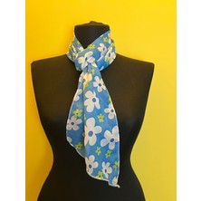 Gönülden Tasarım Çiçekli Kadın Fular Boyun Bağı Saç Bandı 140X20 cm