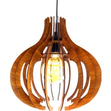 Hü Ma Tasarım ve Aksesuar Küre Modern Tasarım Doğal Ahşap Mdf 3D Lazer Kesim Rustik Salon Avize