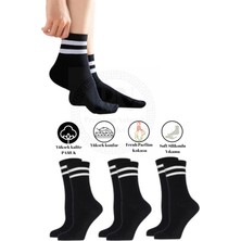 Premium Natural Socks Bambu  Tenis Kolej Çizgili Premium Dikişsiz Soket Çorap 3'lü