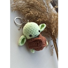 Masal Örgü Dünyası Yoda Aigurumi Anahtarlık (7 Cm) Doğal Iplerden