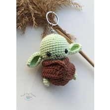 Masal Örgü Dünyası Yoda Aigurumi Anahtarlık (7 Cm) Doğal Iplerden