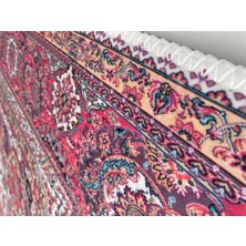 Carpettex Ipeksi Yumuşak Bambu Halı Su ve Leke Tutmaz Klasik Desenli Pembe Halı
