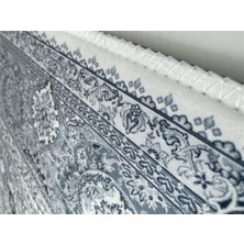 Carpettex Ipeksi Yumuşak Bambu Halı Su ve Leke Tutmaz Klasik Desenli Gri Beyaz Halı