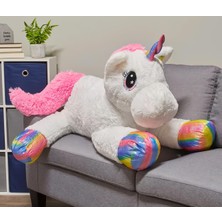 Elifeshop Ithal Kumaş Yaldız Desenli Tek Boynuzlu Unicorn Pony At Peluş Oyuncak Uyku & Oyun Arkadaşı Jumbo Boy