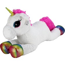 Elifeshop Ithal Kumaş Yaldız Desenli Tek Boynuzlu Unicorn Pony At Peluş Oyuncak Uyku & Oyun Arkadaşı Jumbo Boy