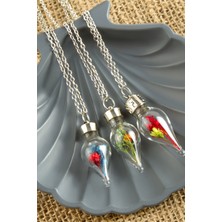 Feryal Karışık Renkli Çiçek Fanus Canlı Kolye