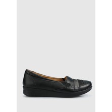 Siyah Deri Kadın Ayakkabı