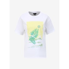 Fabrika Beyaz Kadın Bisiklet Yaka Basic T-Shirt F4SL-TST0356