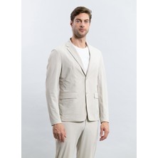 Duno Slim Fit Bej Erkek Düz Ceket Combo Hood Trevı
