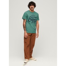 Superdry Bisiklet Yaka Baskılı Yeşil Erkek T-Shirt M1011905A2AN_COPPER Label Scrıpt Te