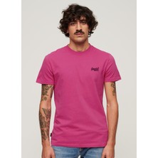 Superdry Bisiklet Yaka Düz Pembe Erkek T-Shirt M1011245AVKB_ESSENTIAL Logo Emb Tee