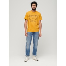 Superdry Bisiklet Yaka Baskılı Sarı Erkek T-Shirt M1011905A2AO_COPPER Label Scrıpt Te