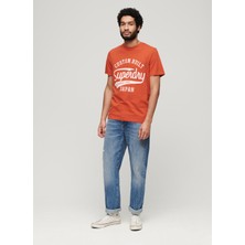 Superdry Bisiklet Yaka Baskılı Turuncu Erkek T-Shirt M1011905A1FH_COPPER Label Scrıpt Te