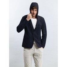 Duno Slim Fit Lacivert Erkek Düz Ceket Combo Hood Trevı